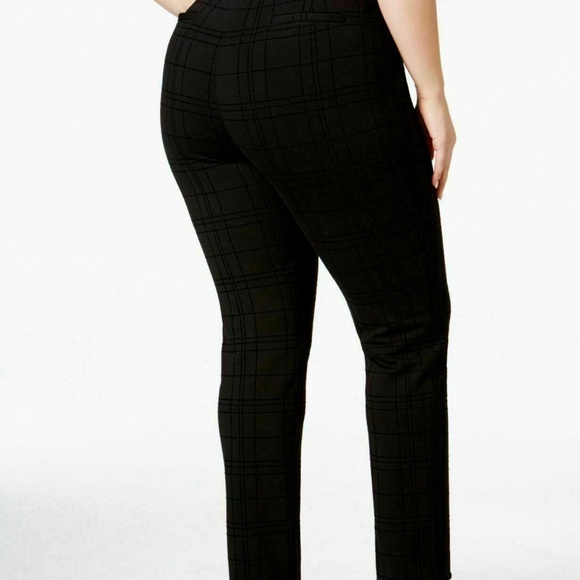 (NWT) Alfani Women's Black Flocked Grid-Print Skinny Pants Plus Size 24W - Picture 6 of 12